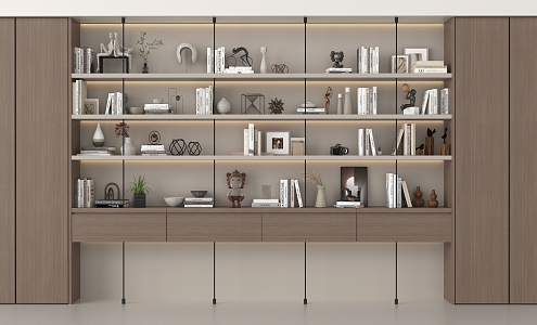 Modern Bookcase Bookshelf Decorative Rack 3d model