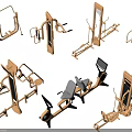 Orange Gym Fitness Equipment Variety For Strength And Full Body Workouts 3d model