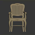 Elegant Wooden Stool With Rattan Seat Backrest And Carved Armrest Design