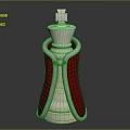 Decorative Ornament Set of White Chess King Figurine with Red Cape and Gray Trim
