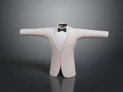 White Suit With Black Bow Tie And Extended Arms Stylish Design 3d model