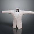 White Suit With Black Bow Tie And Extended Arms Stylish Design