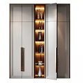 Modern Decorative Cabinet With Glass Doors LED Lighting And Display Shelves