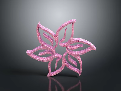 Pink Flower Shaped Hollow Decorative Component For Scenic Decoration With Intricate Petal Design 3d model