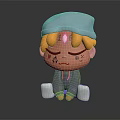 Cartoon Style Game and Movie Character With Blue Hat Blonde Hair Facial Tattoos and Purple Hoodie
