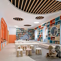 Modern Library Children's Library Reading Room Multi-function Hall Classroom Kindergarten Internal School Internal Library Indoor Children's Bookcase 3d model