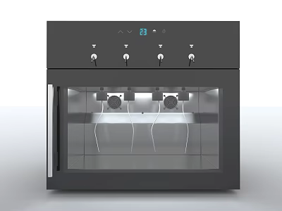 Modern Black Refrigerator Freezer With Glass Door Interior Lighting And Control Panel 3d model