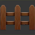 Realistic Brown Wooden Fence With Wood Grain Design And Picket Posts
