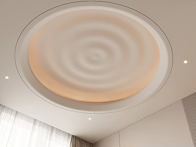 Modern Circular Ceiling Design With Spiral Texture And Soft Lighting In Contemporary Interior Space 3d model