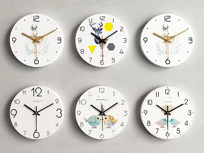 Decorative Wall Clocks with Various Unique Designs for Stylish Home Decor 3d model