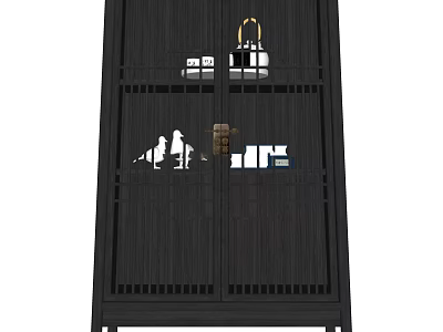 Black Traditional Chinese Display Shelf With Multiple Compartments And Decorative Ornaments 3d model