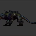 Game Fantasy Armored Reptilian Character With Fanged Mouth And Spiked Armor Design