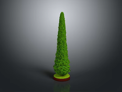 Tall Conical Green Potted Plant With Round Base For Garden Decoration 3d model