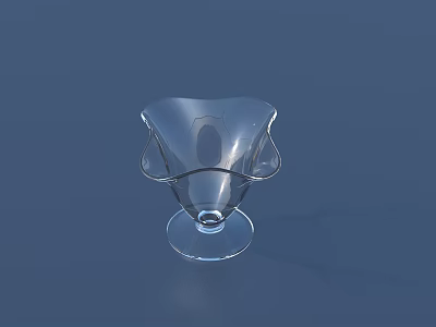 Modern Transparent Glass Cup With Elegant Curved Design On Blue Background 3d model