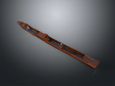 Classic Brown Wooden Long Boat with Traditional Design for Water Transport 3d model
