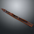 Classic Brown Wooden Long Boat with Traditional Design for Water Transport