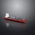 Red Cargo Ship Model With White Superstructure On Dark Background 3d model