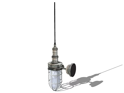 Industrial Style Pendant Light With Metal Frame And Clear Glass Shade 3d model