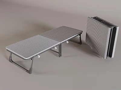 Foldable Single Bed With Metal Frame And Grid Pattern Surface Design 3d model