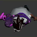 3D Character With Unique Hairstyle White Coat Purple Accents And Green Boots