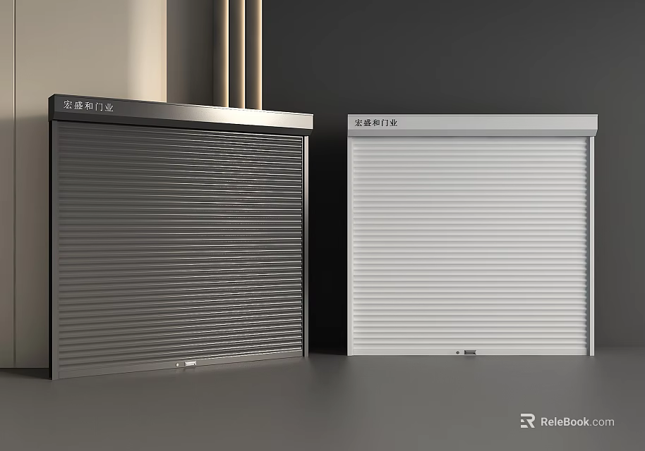 Gray and White Shanghai Roller Shutters Featuring Modern Design For Commercial Spaces 3d model 