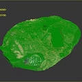 Green Toy Truck On Dirt Terrain Model With Rocky Elements And Black Object
