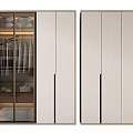 Modern Wardrobe With Glass And Closed Doors Featuring Storage Compartments And Black Handles