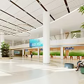 Modern Hospital Outpatient Clinic Hall With Green Plants And Reception