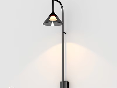 Modern Black Cone Shaped Wall Lamp With Warm Light For Home Decor 3d model