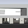Modern CHENMANN Storefront Design With Gray Tile Facade Glass Windows And Interior Lighting 3d model