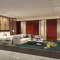 Private Room Interior Design With Luxury Sofa Dining Table TV And Decorative Elements 3d model