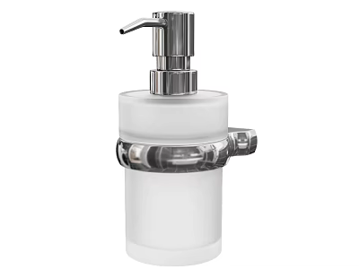 White Soap Dispenser For Daily Washing With Silver Pump And Mounting Bracket 3d model