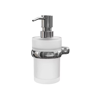 White Soap Dispenser For Daily Washing With Silver Pump And Mounting Bracket 3d model