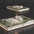 Detailed Architectural Sandbox Model With Buildings Greenery And Urban Layout Design