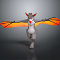Game Movie Character 3D Model Gray Body White Belly Orange Wings Horns Red Eyes
