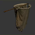 Durable Cloth Bag with Long Wooden Handle for Practical Household Tasks 3d model