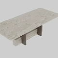 Modern Dining Table With White Marble Tabletop And Dark Wooden Block Legs