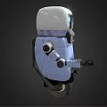 3D Rendered Robot Character With White Head Blue Eyes And Mechanical Limbs