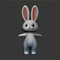 Cute Standing Rabbit Toy With Long Pink Ears Big Eyes And White Blue Gradient Body