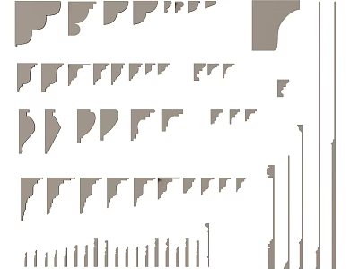 Various Decorative Corner Moldings With Different Shapes Sizes And Design Styles 3d model