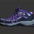 Purple And Blue High Top Sports Shoes With Thick Sole And Lace Up Design