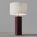 Modern Table Lamp With White Lampshade And Burgundy Spiral Textured Base