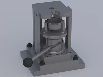 Industrial Machinery Equipment Featuring Metal Base Support Columns And Circular Components Handle 3d model