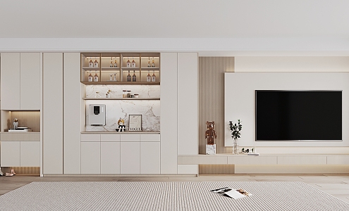 Modern Wine Cabinet Cream TV Wine Cabinet Shoe Cabinet Integrated Cabinet 3d model