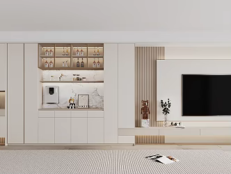 Modern Wine Cabinet Cream TV Wine Cabinet Shoe Cabinet Integrated Cabinet 3d model