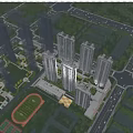 Aerial Urban Planning with High Rise Buildings Green Spaces and Road Networks