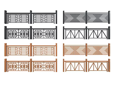 Stylish Decorative Railings Featuring Intricate Patterns And Geometric Designs In Metal And Wood 3d model