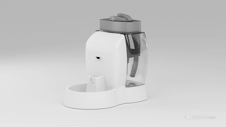 Automatic Pet Water Dispenser With White Gray Design And Transparent Tank 3d model 