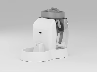 Automatic Pet Water Dispenser With White Gray Design And Transparent Tank 3d model
