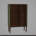 Modern Dark Wood Sideboard With Glass Doors Light Green Frame And Gold Accent Legs